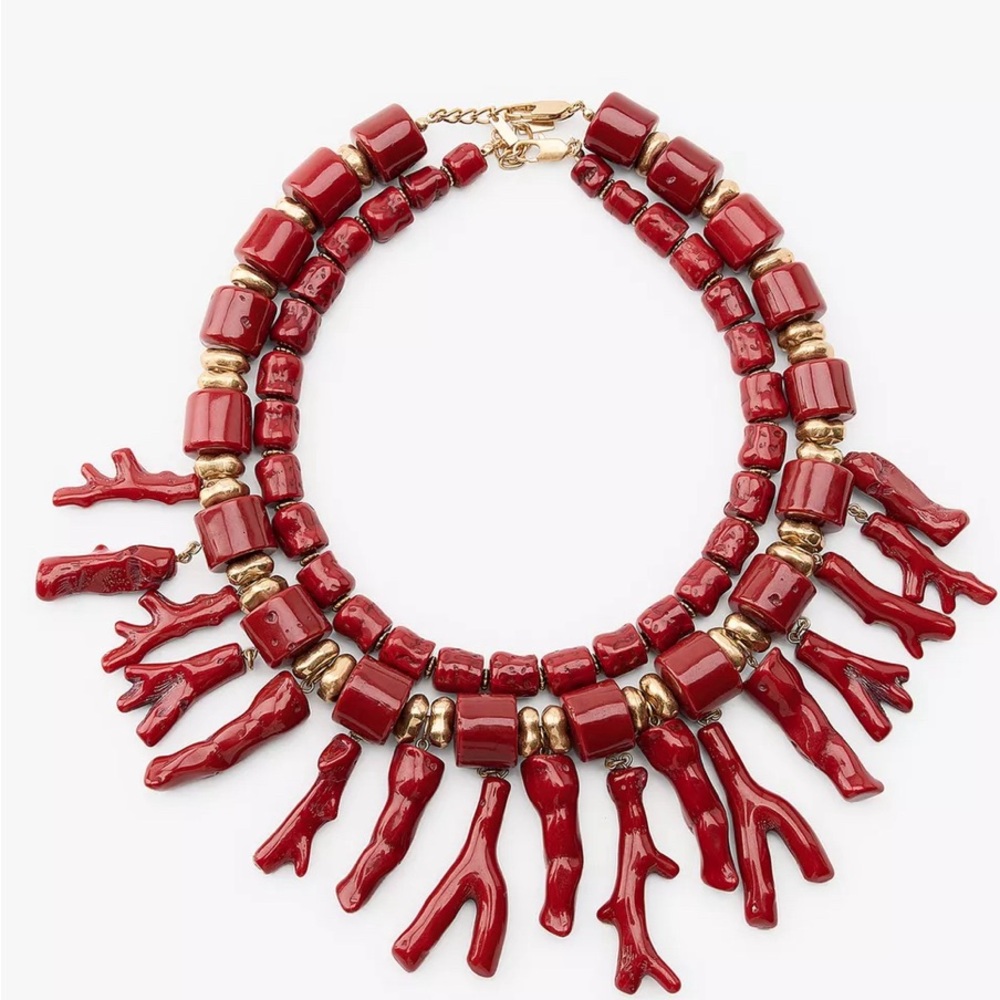 New in Box, 2 Pack Bold Zara Resin necklace coral 1856/051 - Picture 2 of 5
